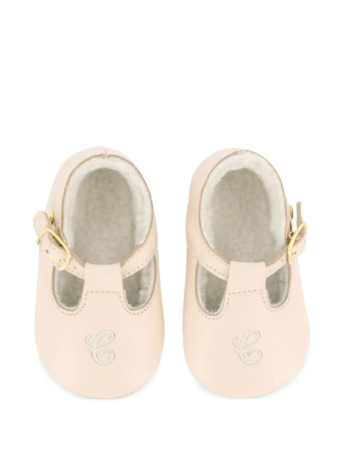 Слиперы с вышивкой и пряжками Chloé Kids, нейтральные цвета — фото 4