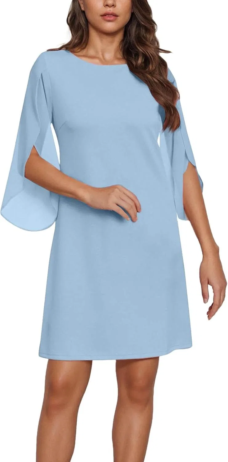 Женское коктейльное платье с рукавами-крылышками Chiffon, Light Blue