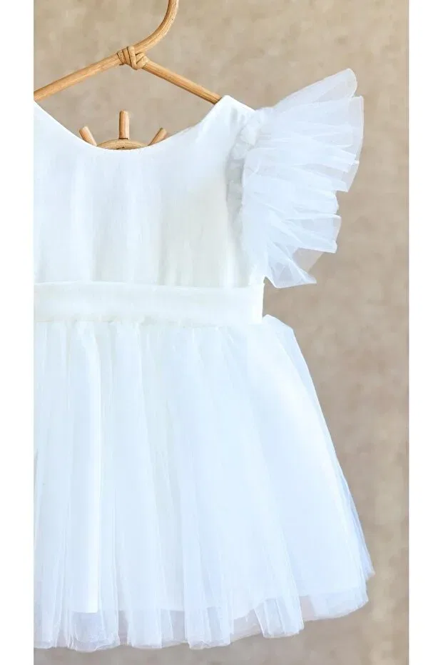 Детское платье для девочек с коротким рукавом Parla Pinkitokids, White — фото 2