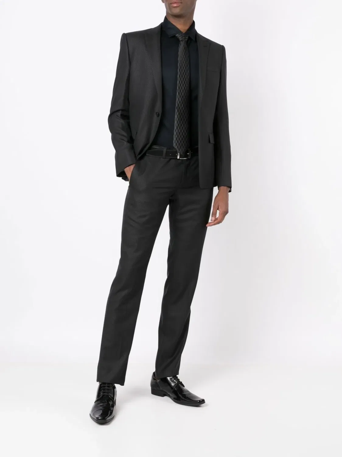 Emporio Armani Рубашка из поплина синего цвета — фото 4
