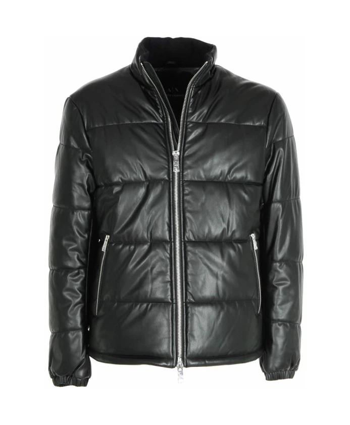 

Короткая черная стеганая куртка из искусственной кожи Armani Exchange, черный