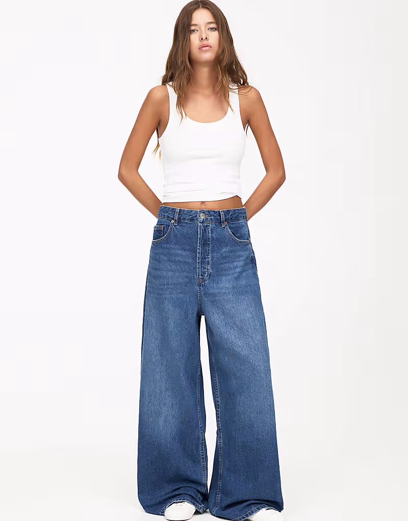 

Джинсы Pull&Bear свободного кроя, широкие, синие