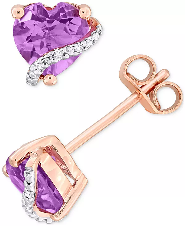 

Ожерелье с подвеской в виде завитка из аметиста (1-1/10 карата) и бриллиантов, 18 дюймов, из стерлингового серебра с розовым покрытием Macy'S, amethyst