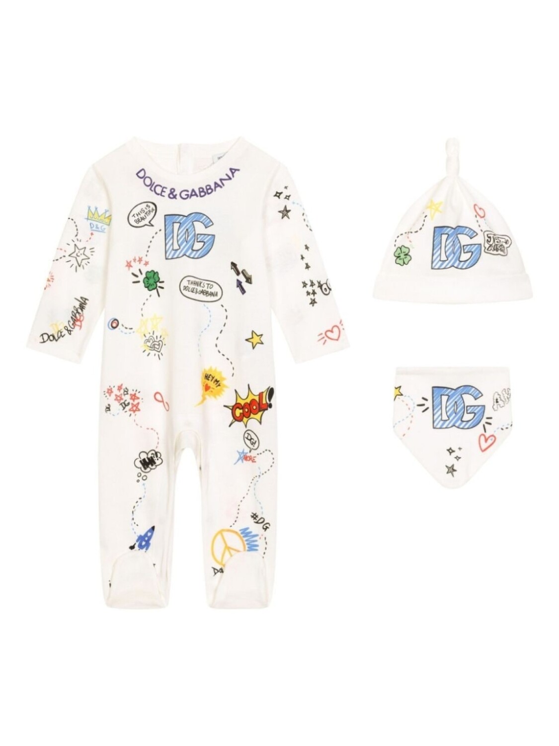 

Dolce & Gabbana Kids комплект для новорожденного Comic с логотипом DG, белый