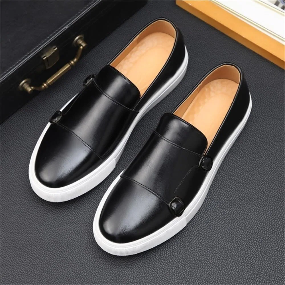 Лоферы кожаные мокасины Mens Leather Moc Toe Loafers, черный DHFIRUFSHLO — фото 2