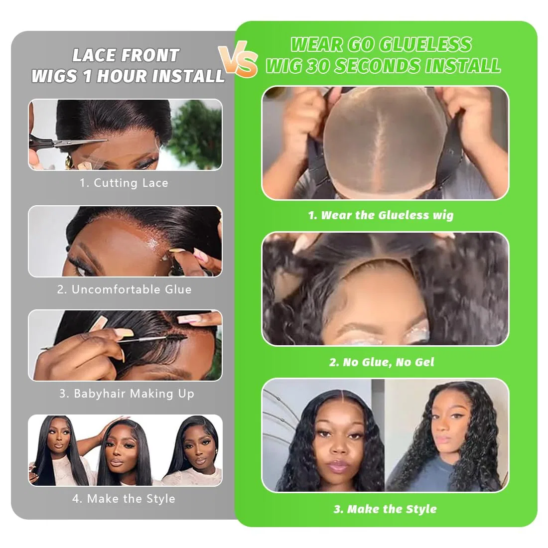 Женский парик «Kinky Curly» из натуральных волос с кружевной вставкой 4x4 Ifly, Natural Black Kinky Curly Lace Wig — фото 3