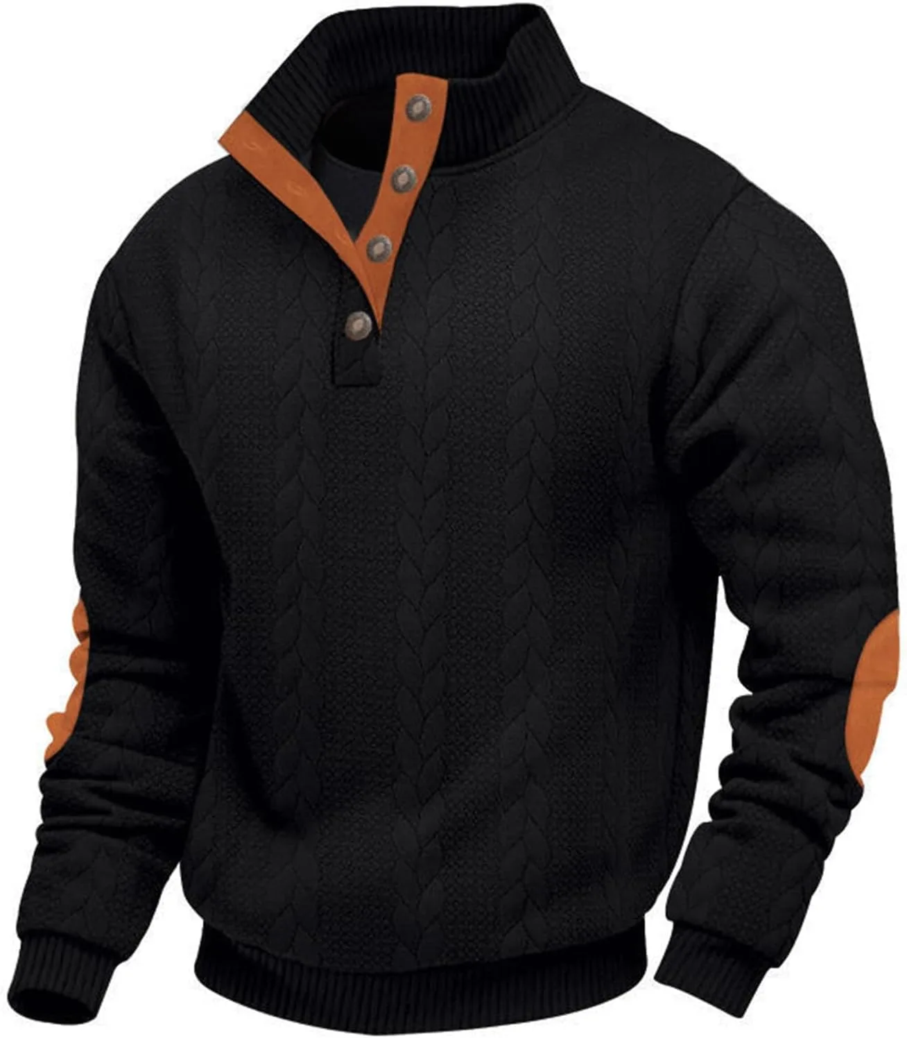 

Мужской свитер с длинным рукавом, воротник-стойка, 1/4 молнии