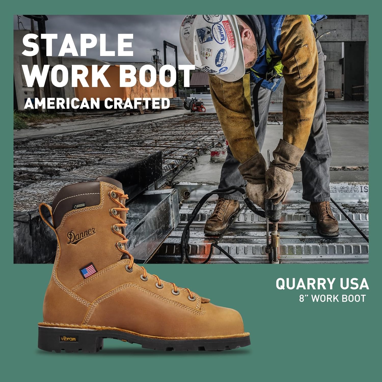 Мужские рабочие ботинки Danner Quarry 8” USA водонепроницаемые - из кожи полного тви, с Gore-Tex, стелька с трехуровневой амортизацией и подошва с протектором на пятке, электрозащитные, коричневый — фото 3