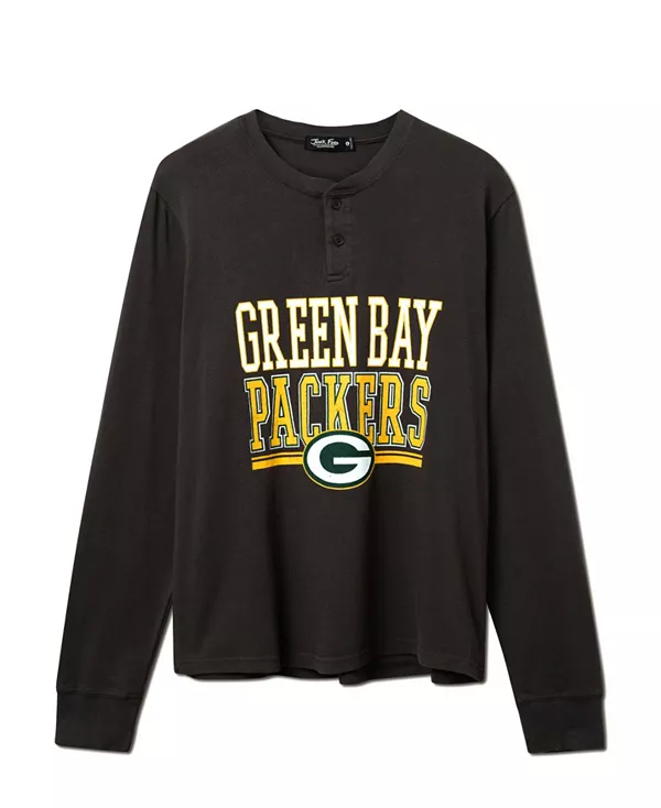 

Футболка-Поло с длинным рукавом унисекс с символикой команды «Грин Бэй Пэкерс» НФЛ Junk Food Clothing, серый