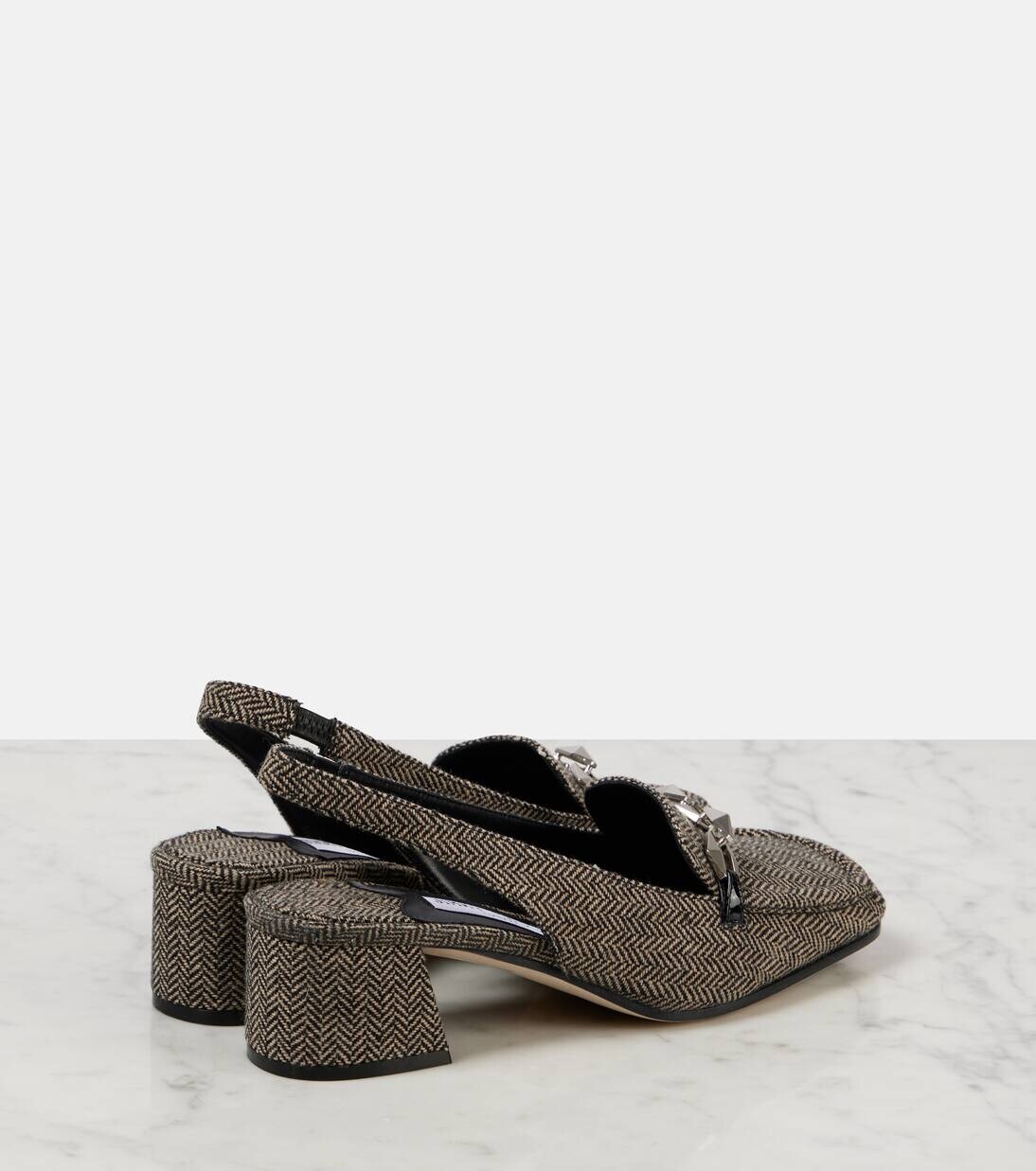 Туфли-лодочки Diamond Tilda 45 с открытой пяткой Jimmy Choo, цвет black/bamboo — фото 2