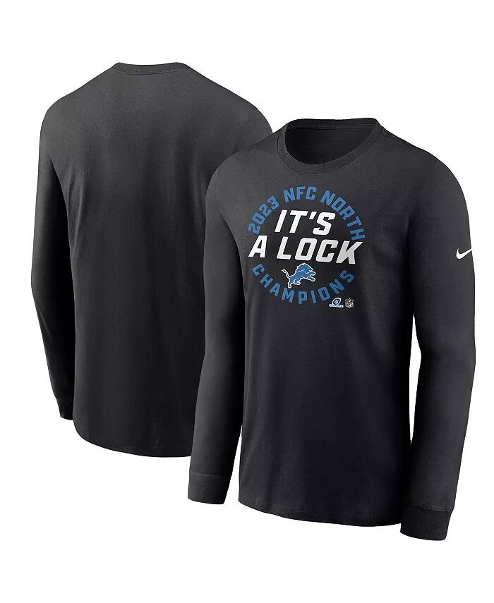 

Мужская черная футболка с длинным рукавом Detroit Lions 2023 NFC North Division Champions Locker Room Trophy Collection Nike