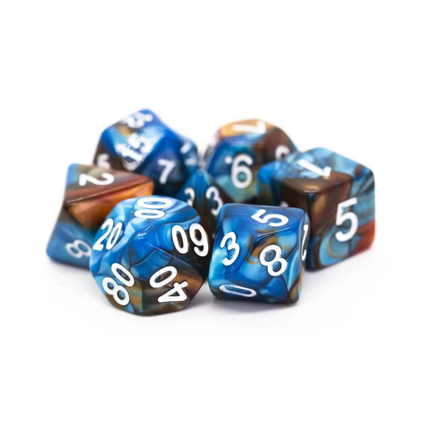 

Комплект Poly Set Teal & Brown с белым (7), Acrylic-Resin Dice - Vorpal (Poly Sets)