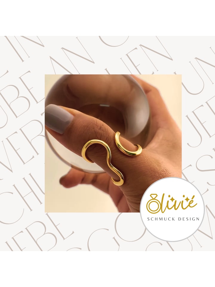 

XCOAST Регулируемое кольцо из нержавеющей стали - золотистого цвета с волнообразным узором