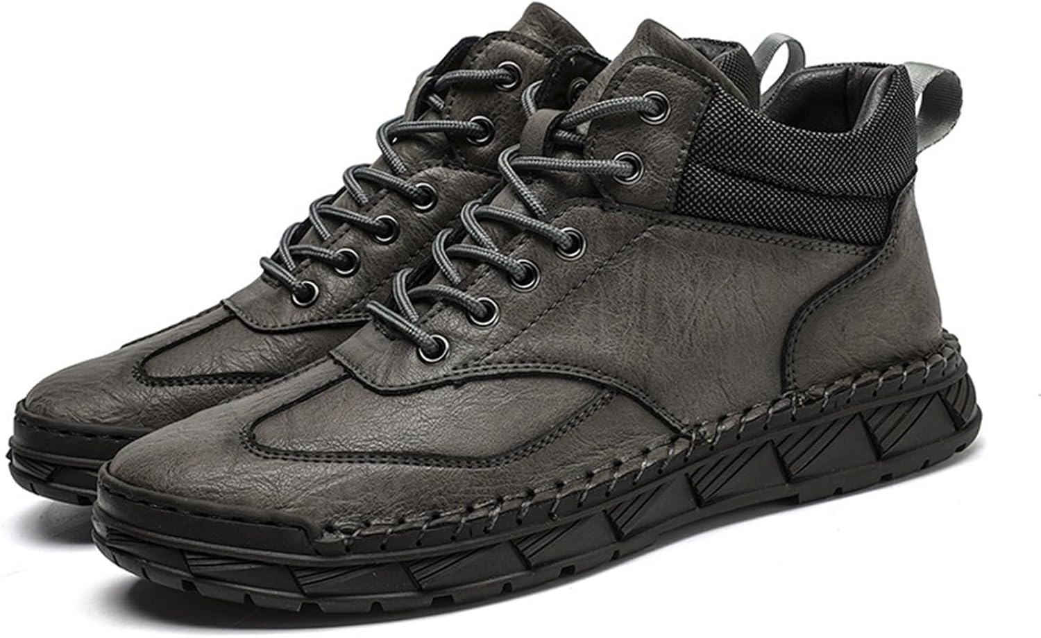 

Мужские высокие ботинки-чукка из искусственной кожи PU, итальянская ручная работа, шнуровка, модные, удобные, с нескользящей мягкой подошвой, повседневные плоские прогулочные обувь для улицы и повседневных поездок Nxnbhsl, серый