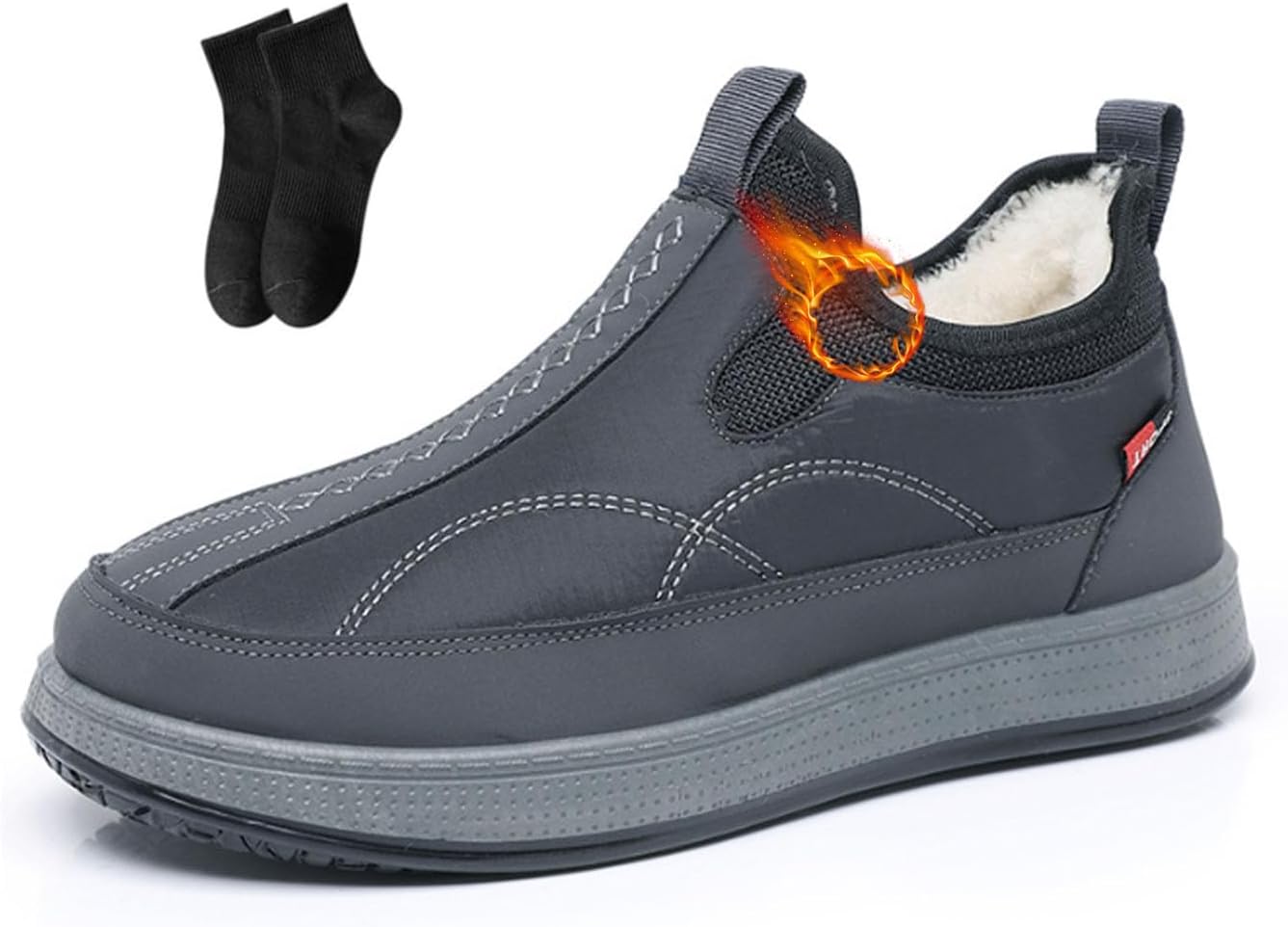 

Мужские утепленные зимние сапоги на меху, мужские зимние ботинки до щиколотки, утолщенные, с меховой подкладкой, хлопковые ботинки, противоскользящие походные ботинки, водонепроницаемые, удобные для ходьбы Noworfewer, серый