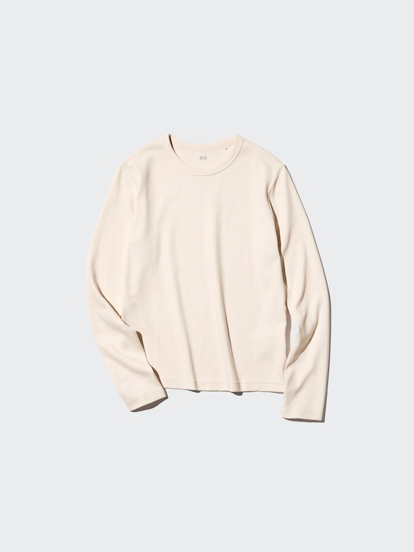 Гладкая эластичная хлопковая футболка с длинным рукавом Uniqlo, 58 dark green — фото 3