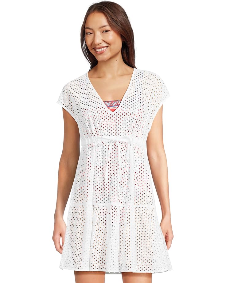 

Пляжное платье Tommy Bahama Eyelet Cove Vneck Short Dress, белый