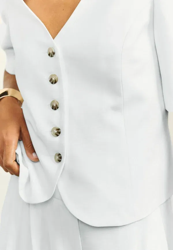 Блуза Next Tall fit short sleeve button through top, белая — фото 3