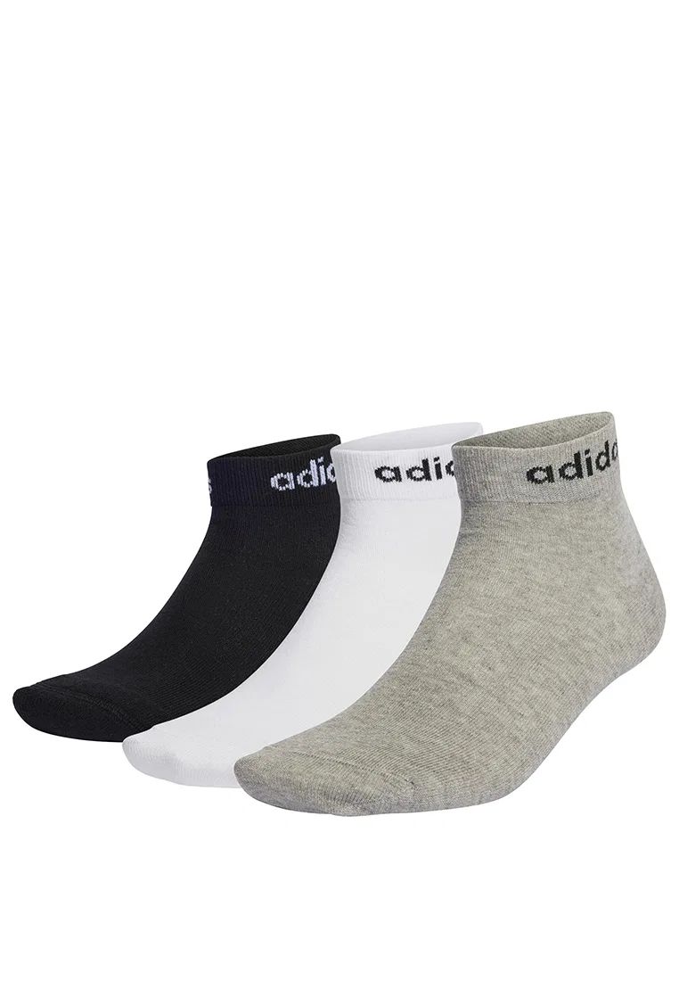 Носки женские, 3 пары, Think Linear Adidas, белый/черный/серый