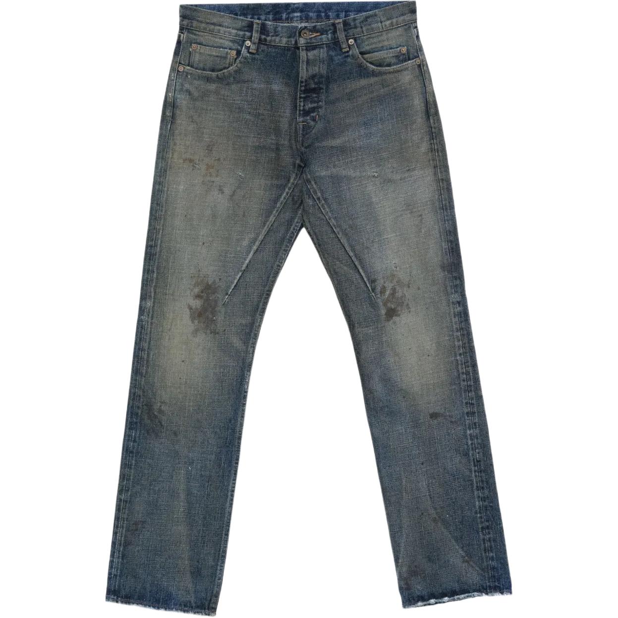 

Джинсы прямого кроя с потертостями и бахромой Rick Owens DRKSHDW, синий