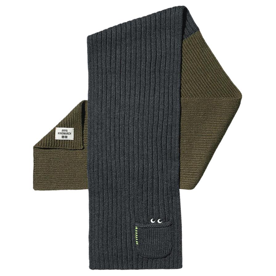 

UNIQLO Акриловый шерстяной полиамидный вязаный шарф унисекс разноцветный, Dark Gray