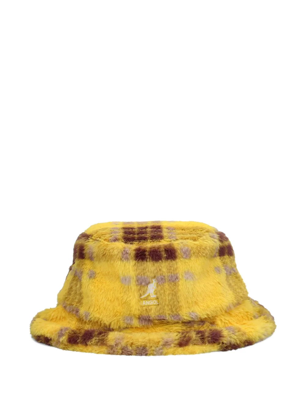 

Панама из искусственного меха в клетку Kangol, желтый