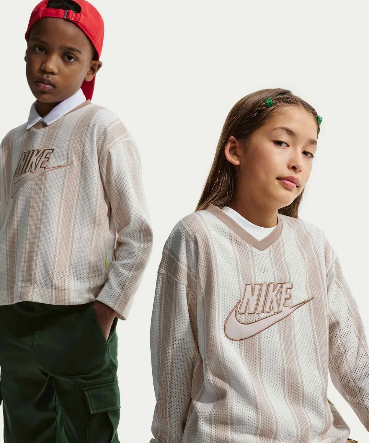 Джерси Nike Sportswear Collection для детей, длинный рукав, сетка, светло-орехово-коричневый