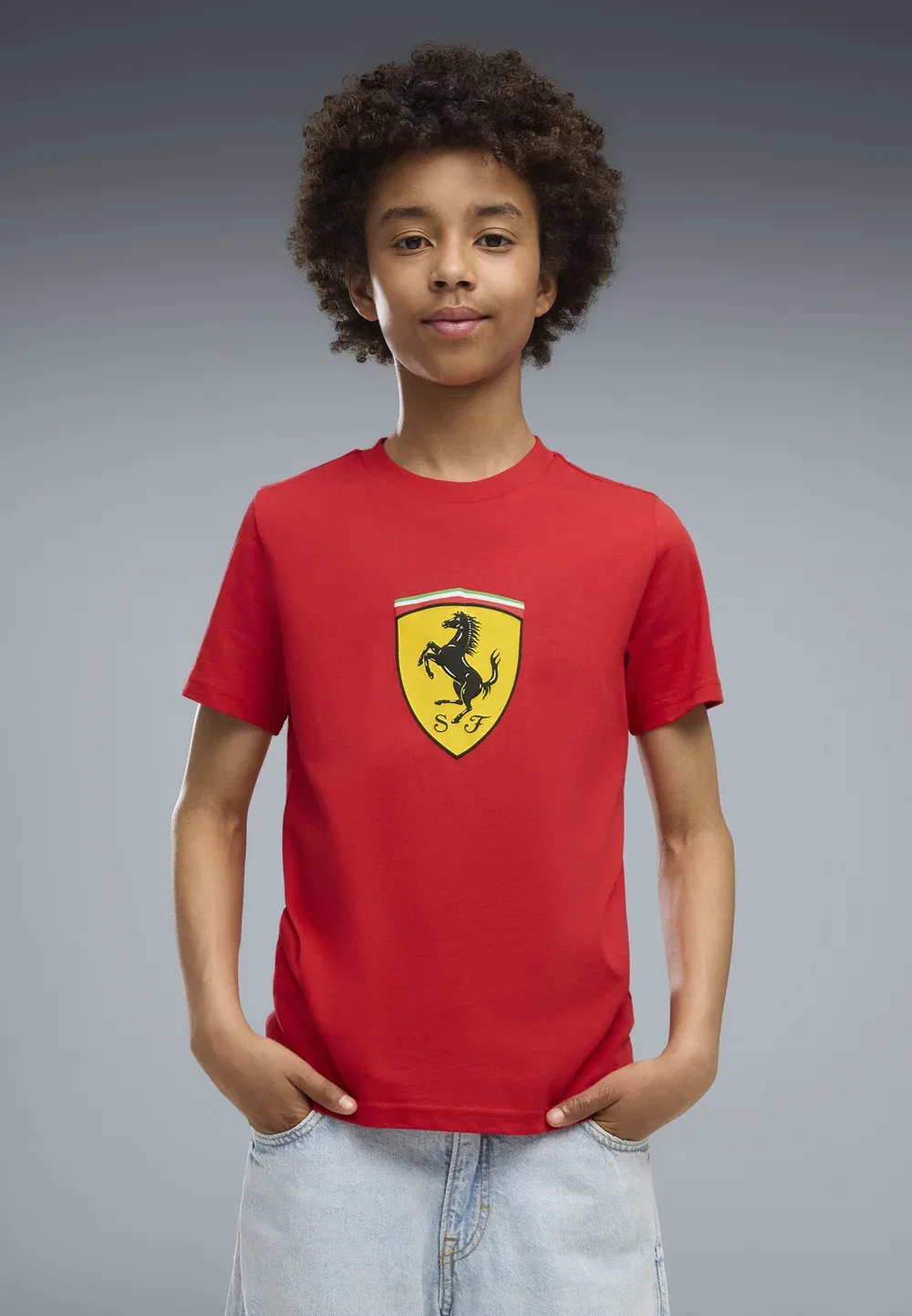 Футболка унисекс с цветным щитом Scuderia Ferrari - футболка с принтом Puma, Rosso Corsa