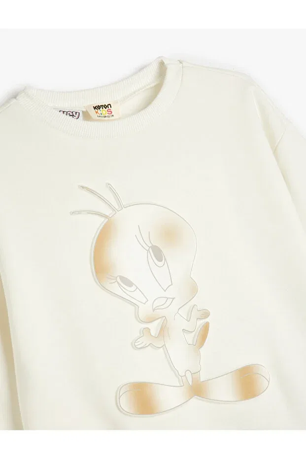 Детские свитшот для девочек с длинным рукавом Tweety Koton, Ecru — фото 3