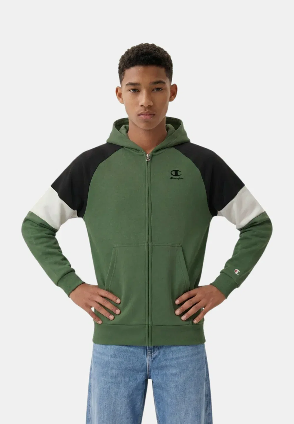 Felpa zip cappuc ho ful zip sweat col gs548 - толстовка на молнии Champion, Green — фото 2