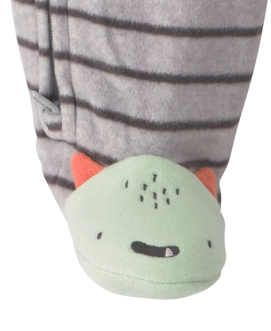 Детский комбинезон-пижама из флиса с принтом Monster Striped, Carters, Gray — фото 4