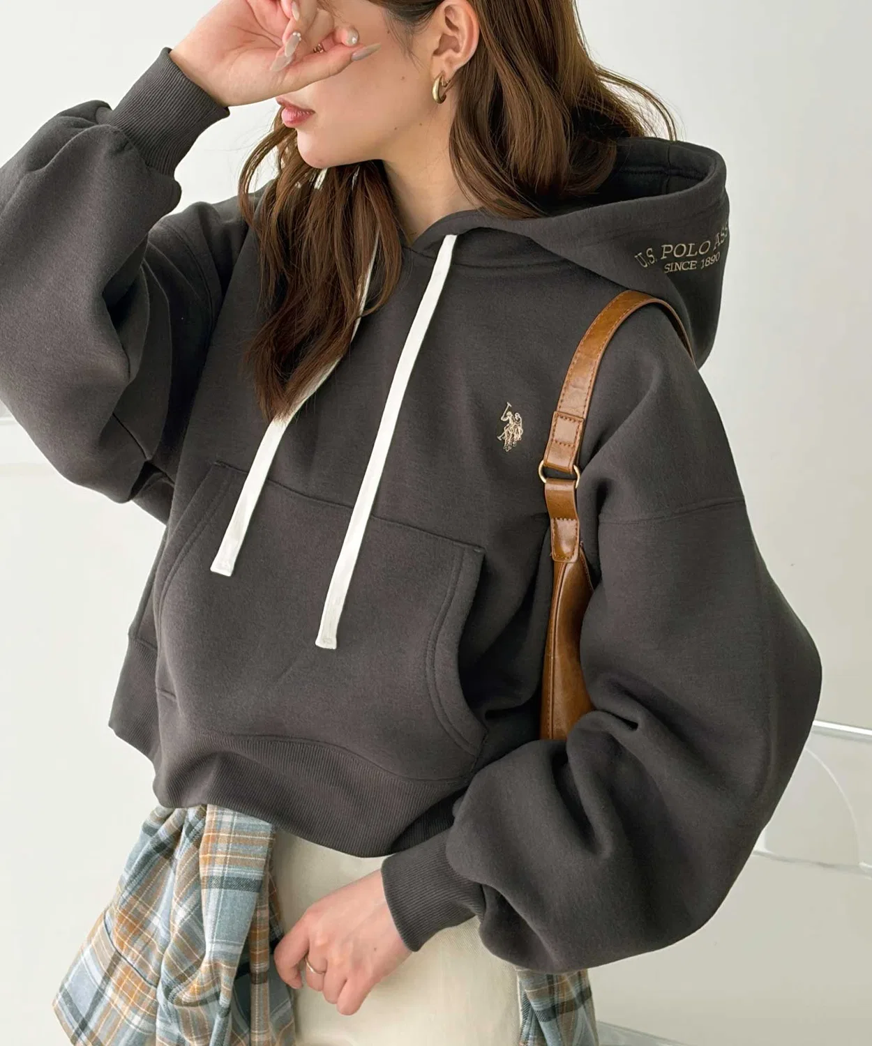 Женский худи с длинным рукавом с принтом U.S. POLO ASSN., Grey