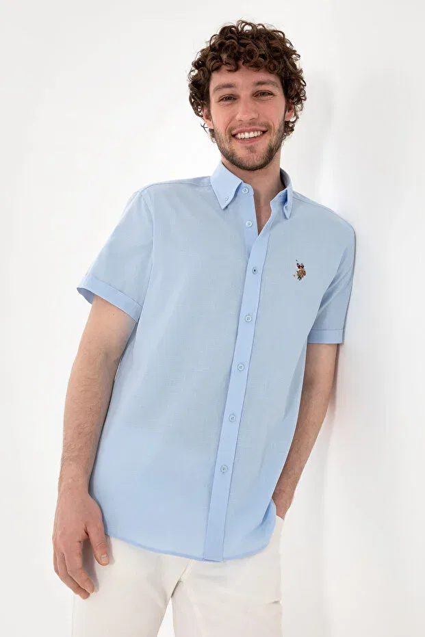 Мужская рубашка с коротким рукавом U.S. Polo Assn., Light Blue — фото 3