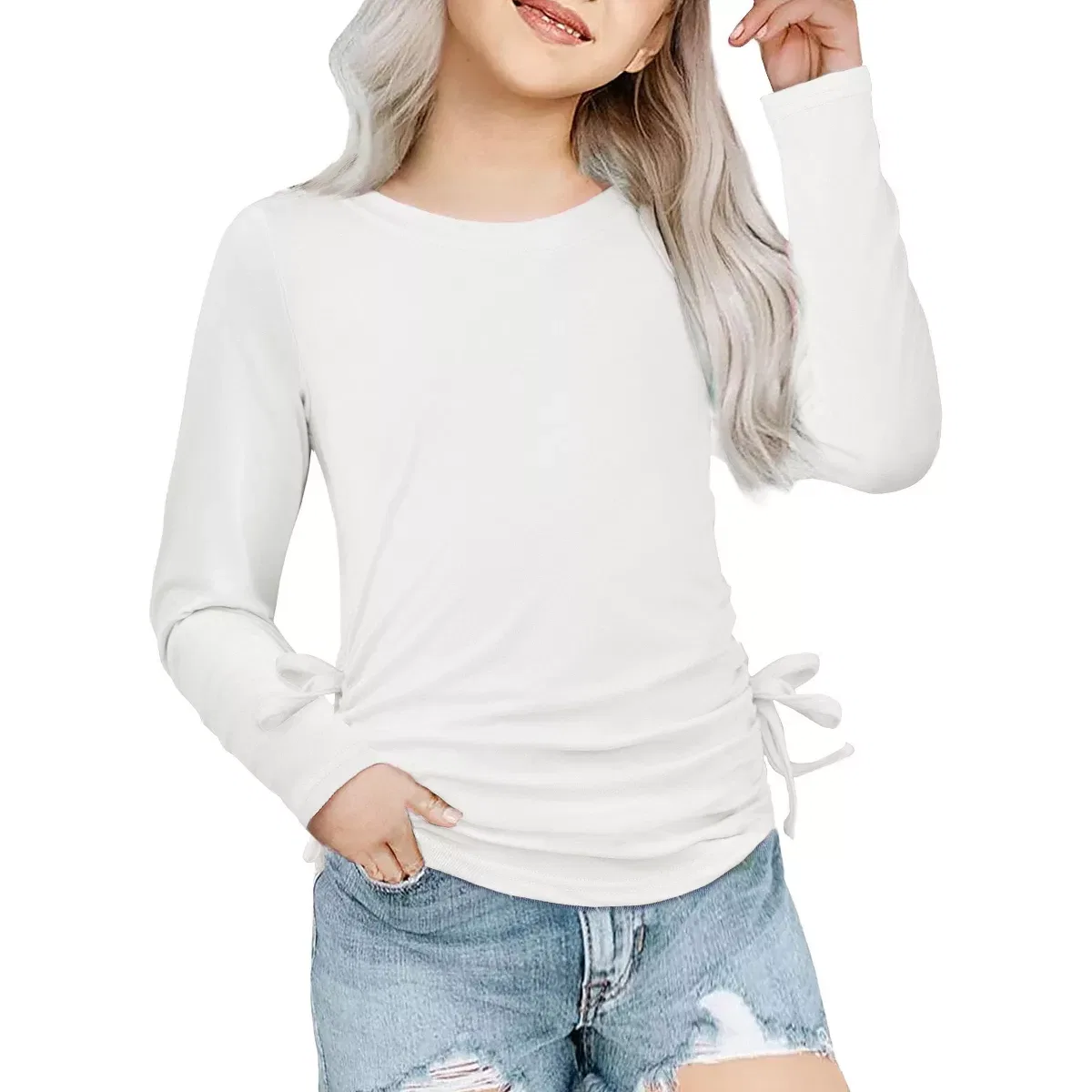 Детская футболка для девочек с длинным рукавом Arshiner, White