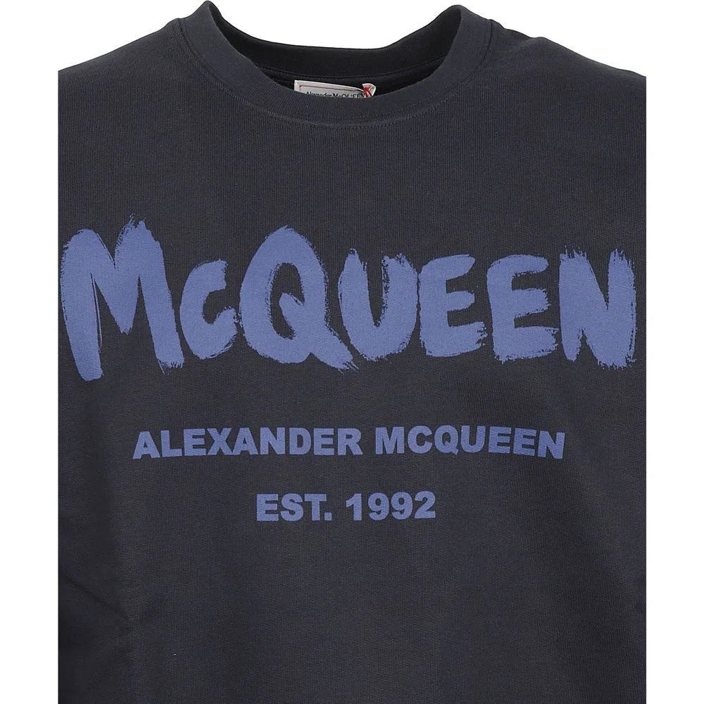 Мужской свитшот с длинным рукавом Blue Cotton Alexander McQueen, Blue — фото 4
