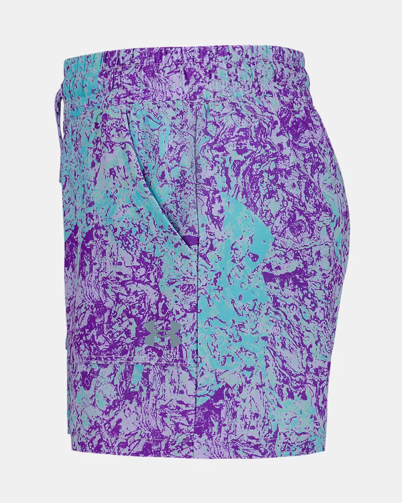Детские шорты, внутренний шов 6,4 см, быстросохнущие с UPF 50+, UA Tile Base UnderArmour, Purple Crest/Steel — фото 4