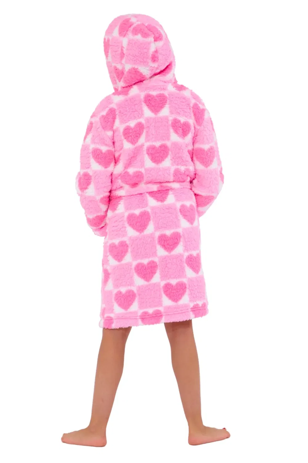 Детский халат из флиса с принтом Hearts Cozy N Dozy, Pink — фото 4