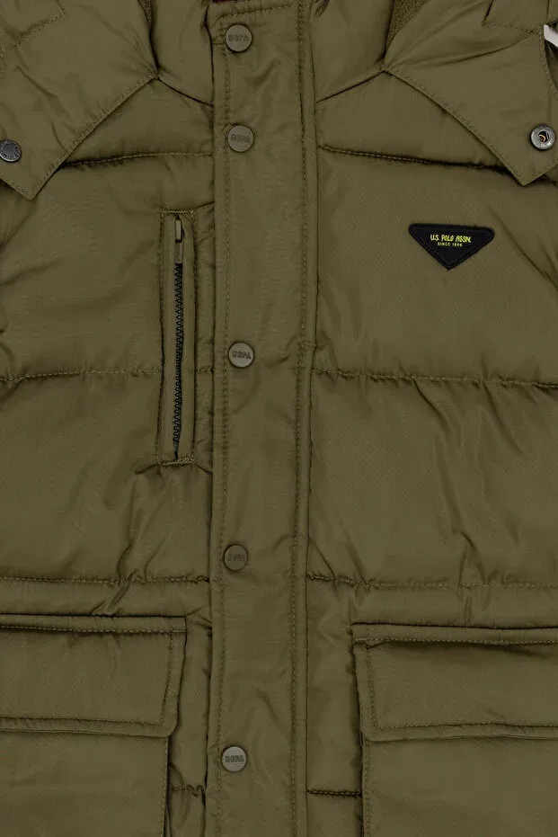 Детское пальто для мальчиков с капюшоном U.S. Polo Assn., Зеленый — фото 3