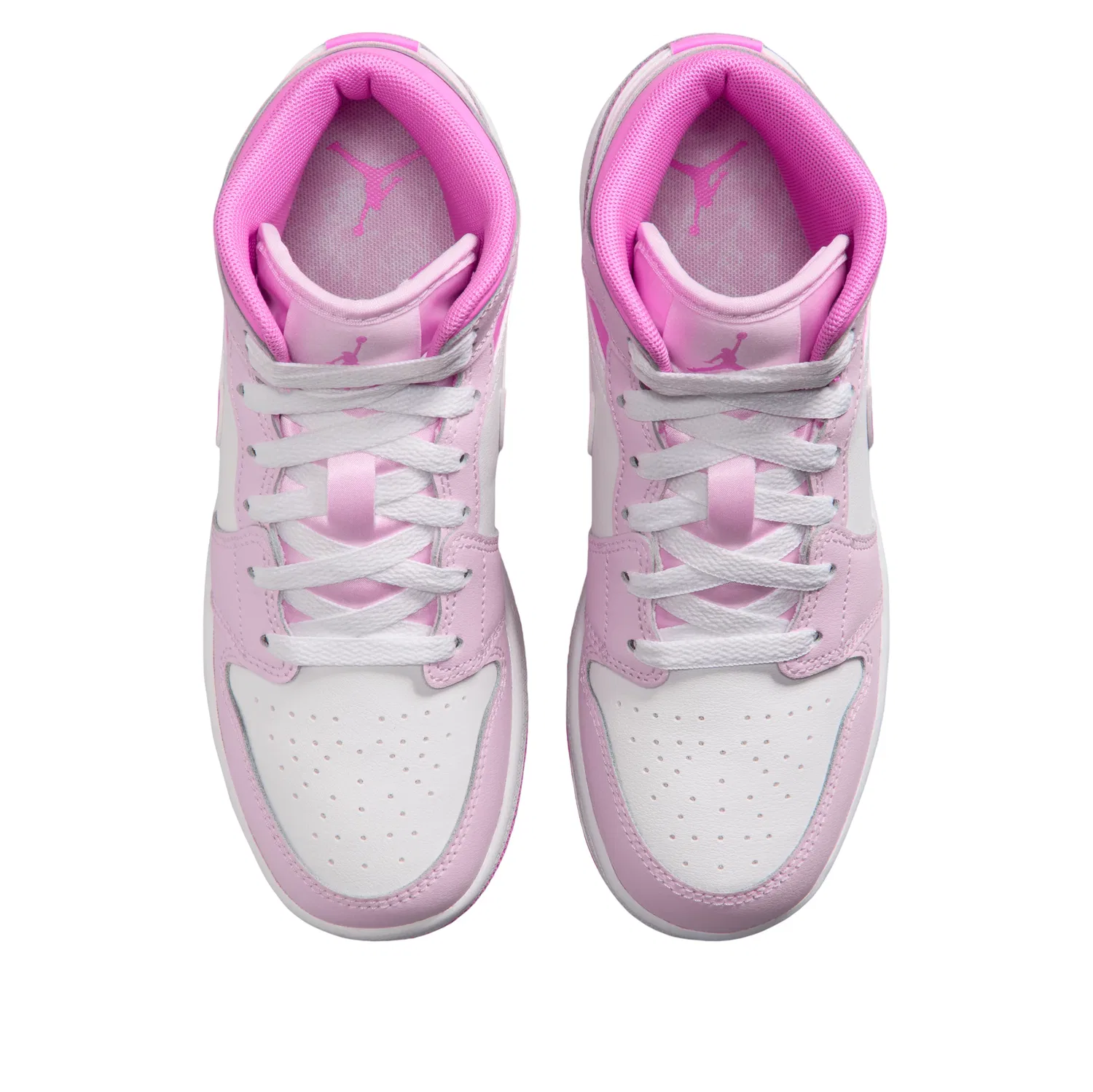 Детские кроссовки для девочек с кожаным верхом Air Jordan 1 Mid Pink Foam White, розовый — фото 3