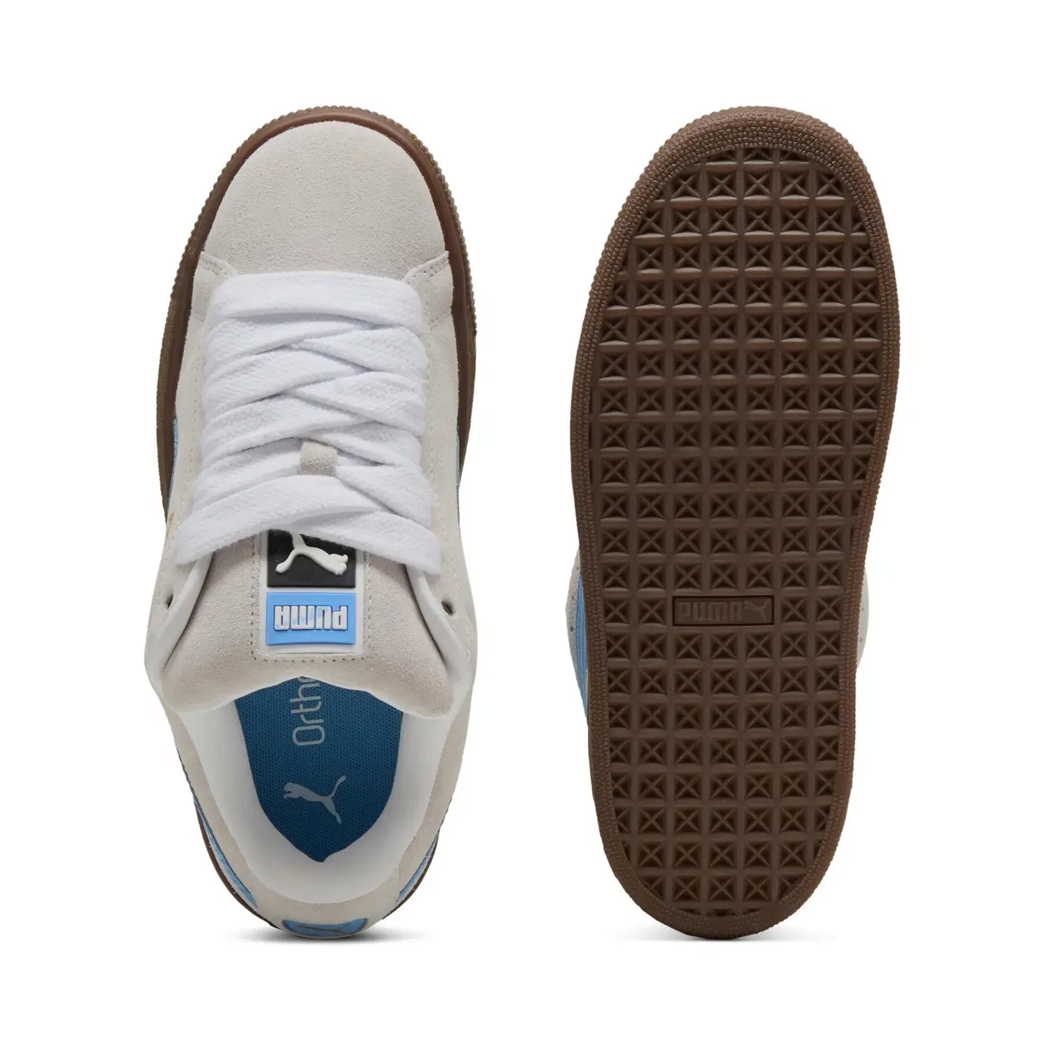 Детские кроссовки с увеличенной подошвой Suede XL Puma, Weiss Gletscherblau — фото 4