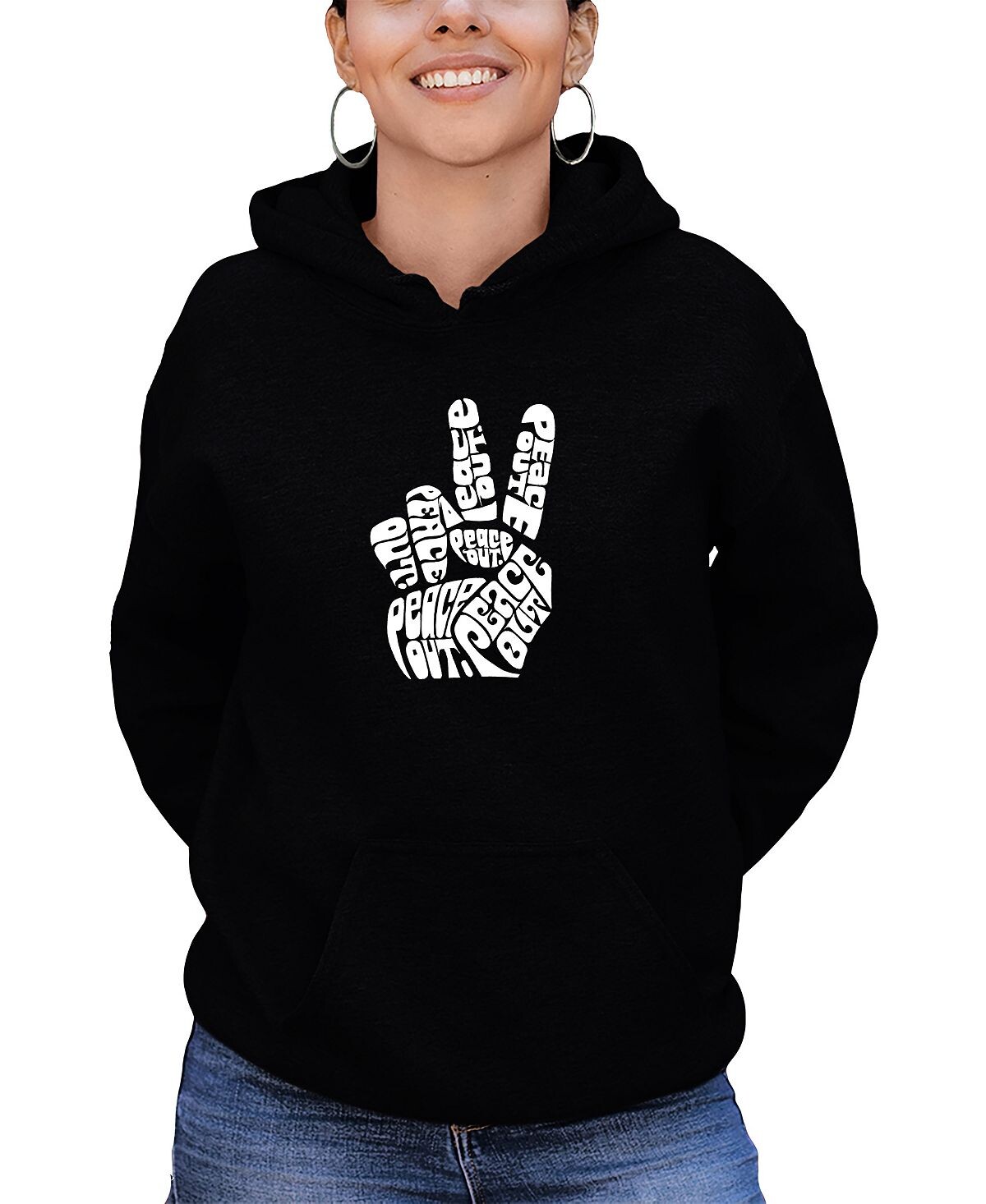 

Женская толстовка word art peace out с капюшоном LA Pop Art, черный