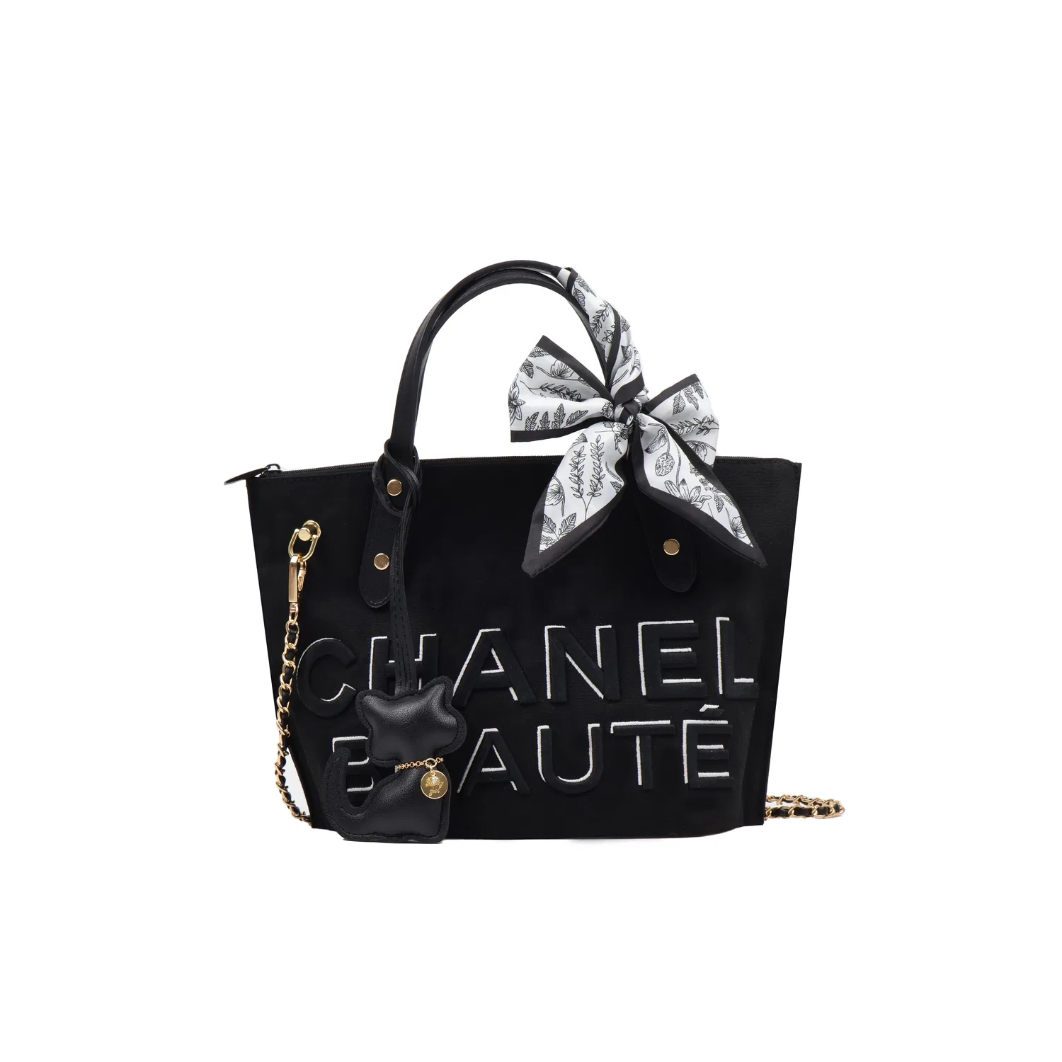 Женская косметичка с принтом Flower Language, CHANEL, Черный