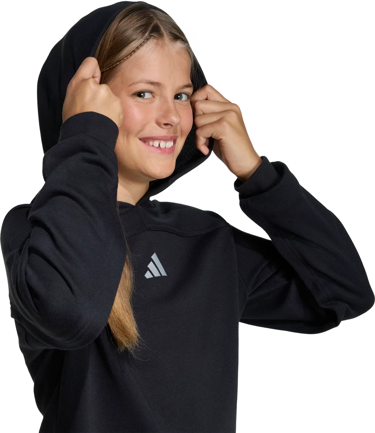 Детское худи с капюшоном Adidas, черный — фото 4