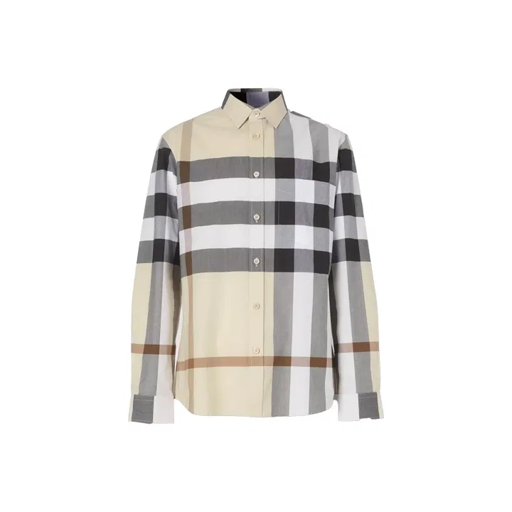 Рубашка Burberry с острым воротником, бежевый серый