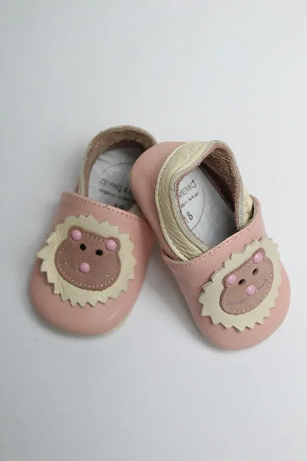 Детские ботинки для новорожденных без каблука Genuine leather first step baby booties baby moccasins baby slippers shoes Zeyno Ve Memo, Pink-Cream — фото 3