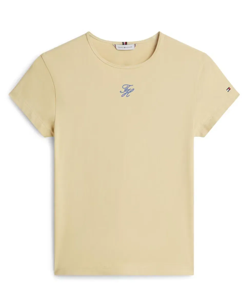Женская футболка с логотипом TH Script Beige Tommy Hilfiger