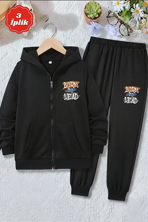 Детский спортивный костюм для мальчиков с принтом Born To Lead Fyk Kids, Black