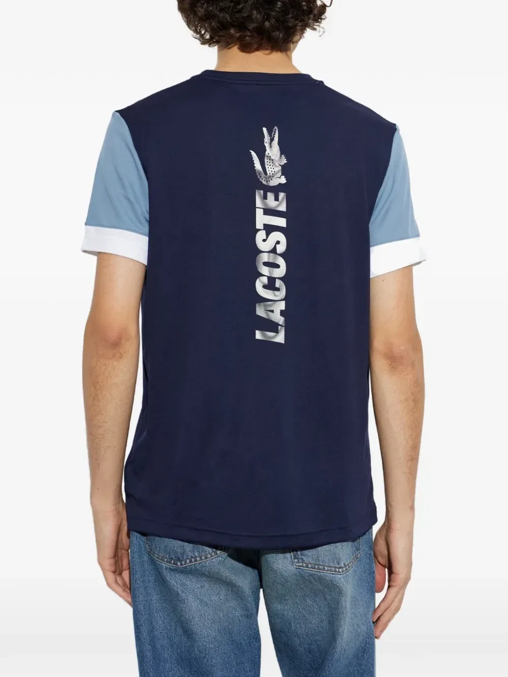 Футболка с логотипом-нашивкой и вставками Lacoste, синий — фото 4