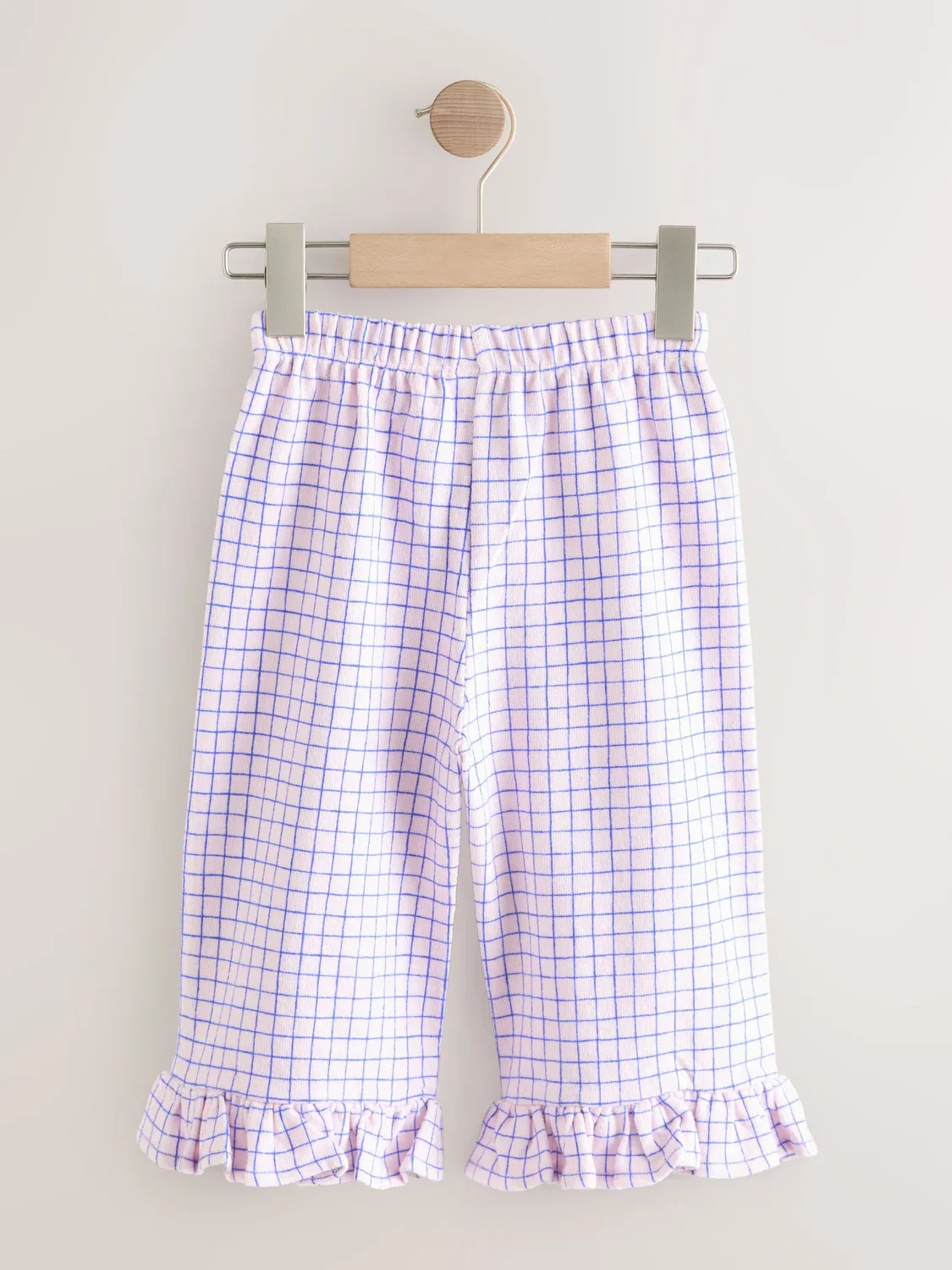 Брюки широкие с оборкой, клетка Pink/Blue Next, розово-голубые — фото 2