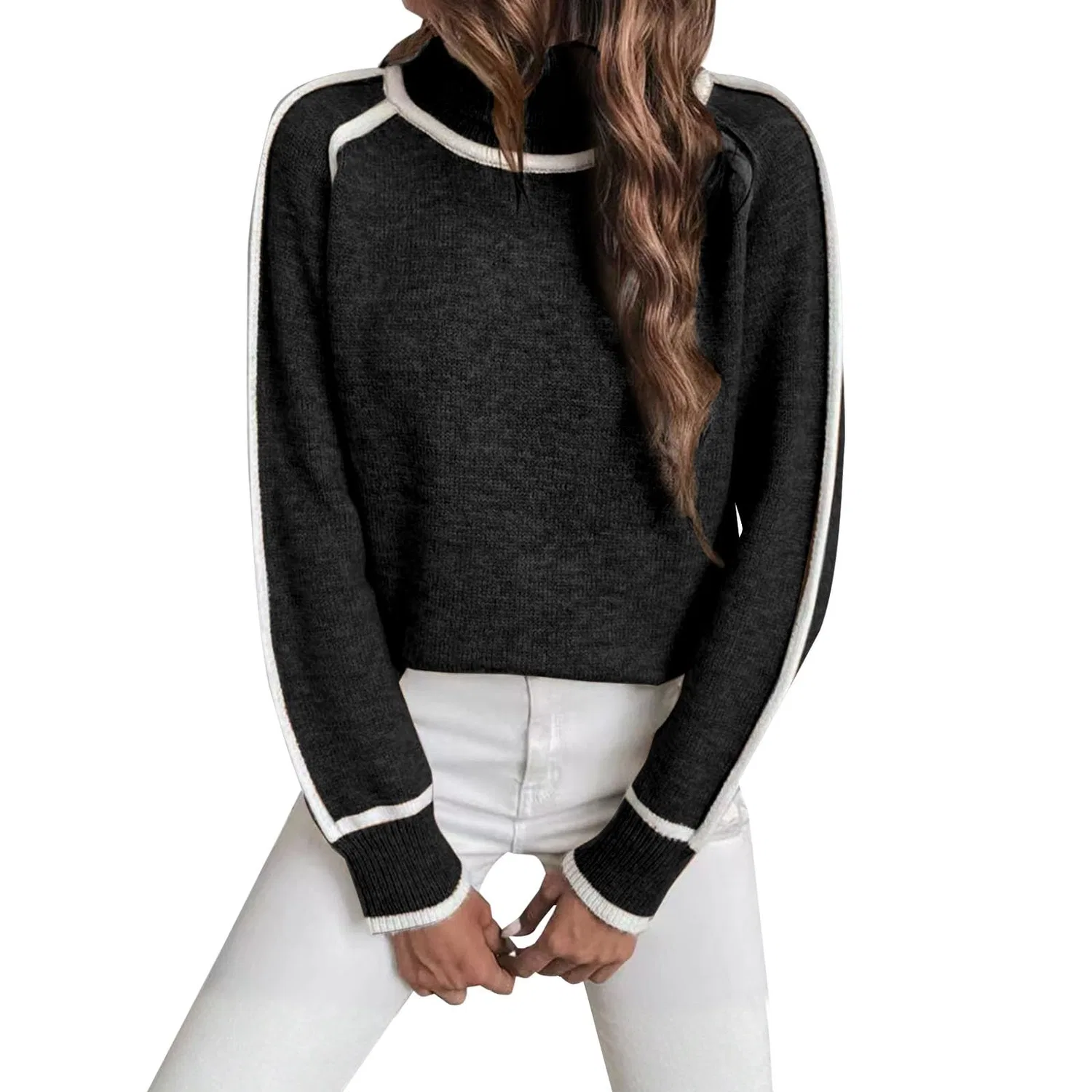 Женский свитер с высоким воротником Cashmere Sweaters, Black